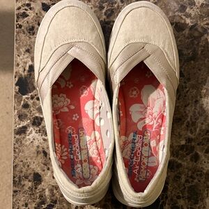 Skechers Women's Beige Slip-On Flats with Floral Insole